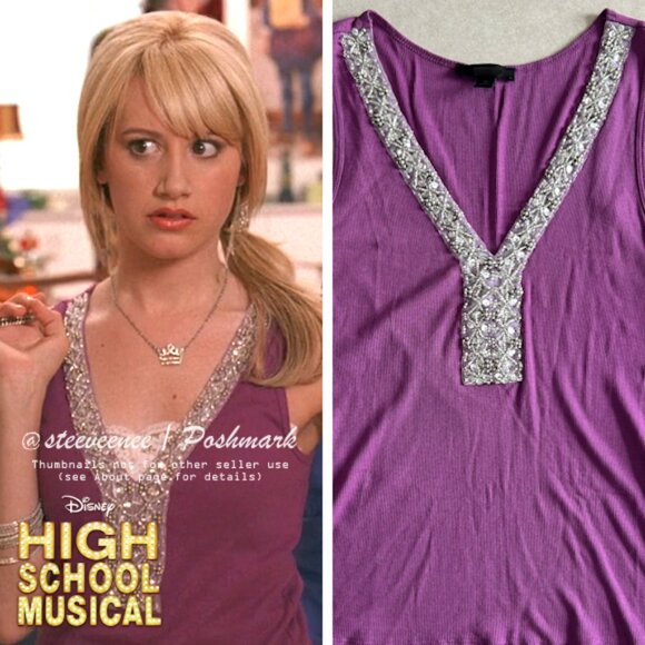 Purple V-neck Embellished Sequin Tank ASO Sharpay Evans - Picture 1 of 4